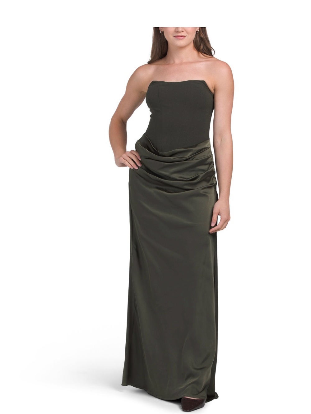 Camila Coelho Olive Strapless Corset Gown